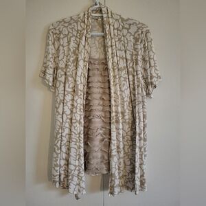 Fred David Beige and White Cardigan With attach Top